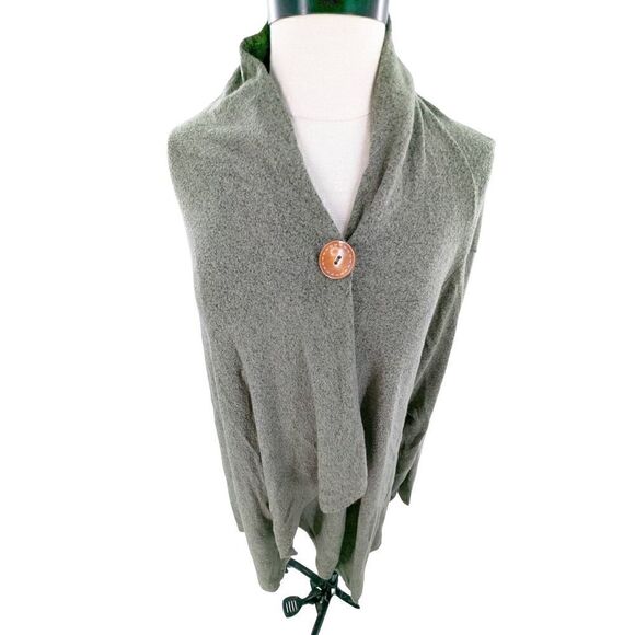 Collection by Bobeau Women One Button Drape Knit Wrap Cardigan Gray Size Large - Picture 3 of 10